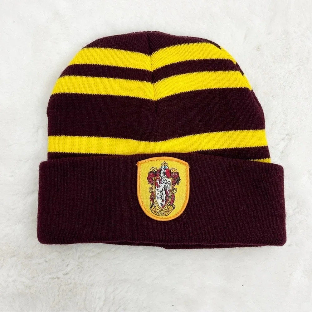 Harry Potter Kids Gryffindor Knit Beanie Stocking Cap Maroon Gold Winter Hat